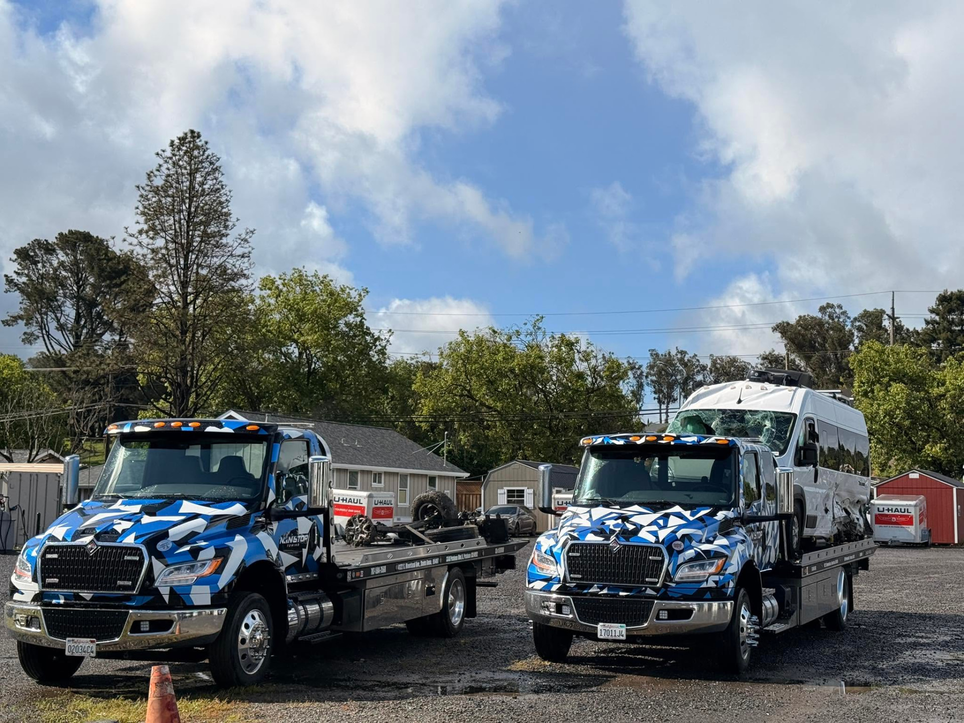 Non Stop Towing fleet lineup at the yard